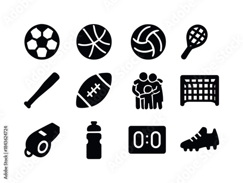 Family Sports Icons. Family Sports. Solid icon set of Family Spo