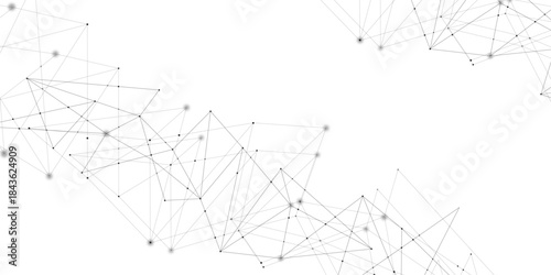 grey network. futuristic connection technology background with dots and lines for desktop. Structure molecule and communication. Template for science and technology presentation, Vector illustration.