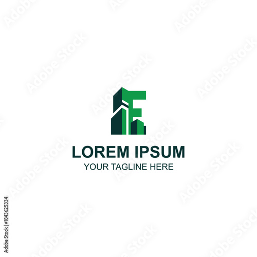 Letter E Skyscraper Building Architecture Real Estate Logo Design with Creative Illustration