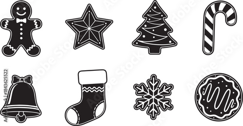 Christmas cookies and candies on a white background.