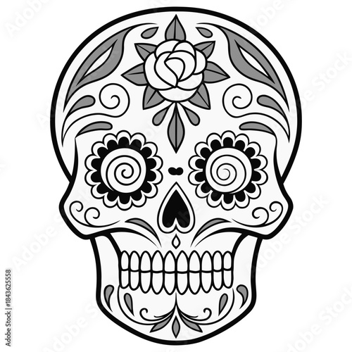 Detailed Line Work Gentleman Sugar Skull Vector for Circuit Crafting