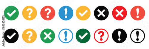 Check Mark Icons in Circle – Editable Stroke Tick Symbol Set. Vector