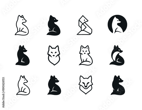 Arctic Fox Logo Variations. Arctic. Icon set. Set Logo of Arctic
