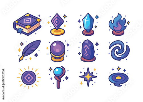 Arcane Magic Icons. Arcane magic. Colorful isometric vector icon