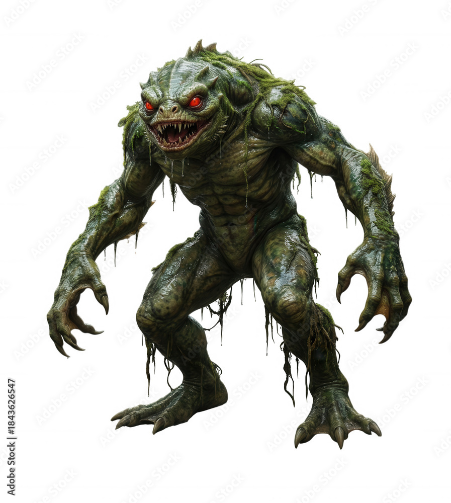 Fototapeta premium Terrifying Swamp Monster Creature Fantasy Illustration