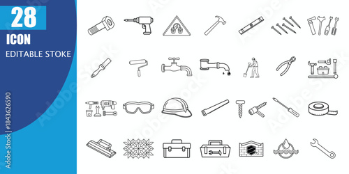 Handyman Vector Icon Set – Home Repair, Maintenance, Tools and Service Icons Collection