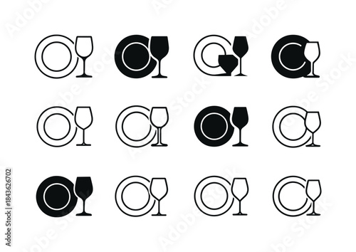 Kitchen Logo Icons. Kitchens and Dining Room Designs. Icon set.