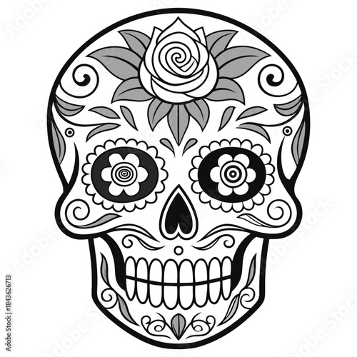 Adult Coloring Book Page Design Decorative Calavera
