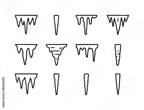 Stalactite Line Icons. Stalactites. Line icon set of Stalactites