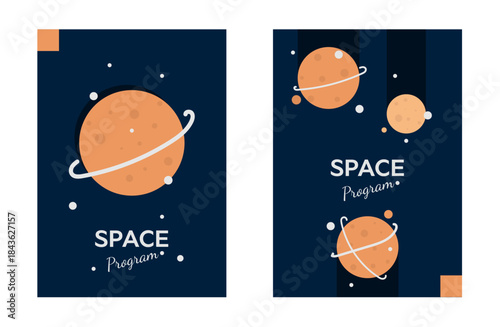 Space Themed with Geometry Style Poster for Design Element