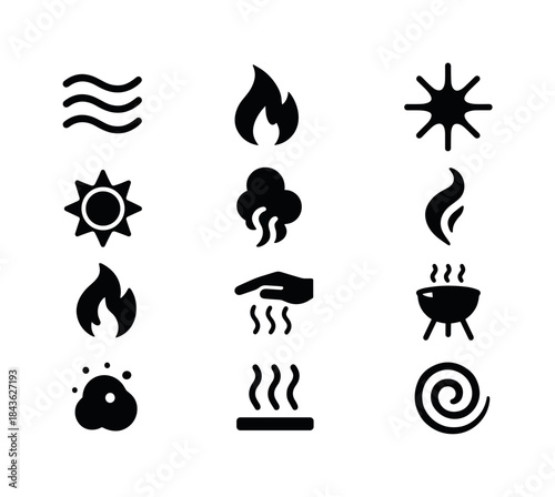Heat Icons Collection. Heat icons. Solid icon set of heat icons: