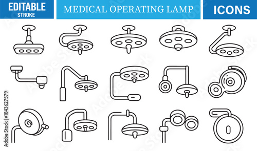 Clean line-style icons of operating and examination lamps