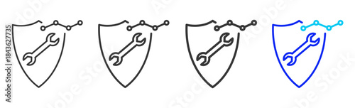 safety maintenance icon set collection in creative outline style for industry featuring multiple thickness variations suitable for workplace standards and operational use