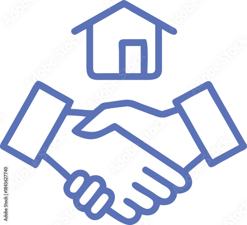 Real Estate Handshake Icon Successful Property Deal and House Contract Vector Illustration