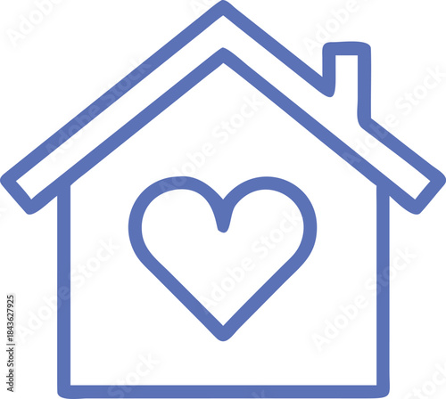Happy Home Icon House with Heart Shape Love for Home Dream Property Vector Illustration