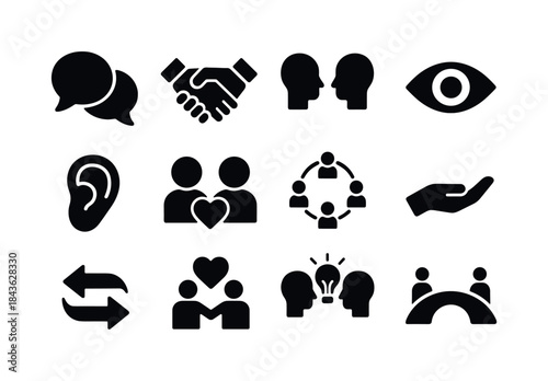 Interpersonal Skills Icons. Developing interpersonal communicati