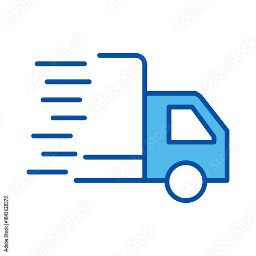 Delivery Van Icons In Blue Style, Vector Illustration 