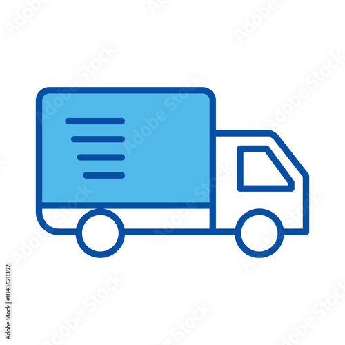 Truck Delivery Icons In Blue Style, Vector Illustration 