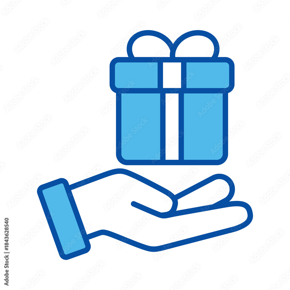 Fototapeta premium Gift Box Delivery Icons In Blue Style, Vector Illustration 