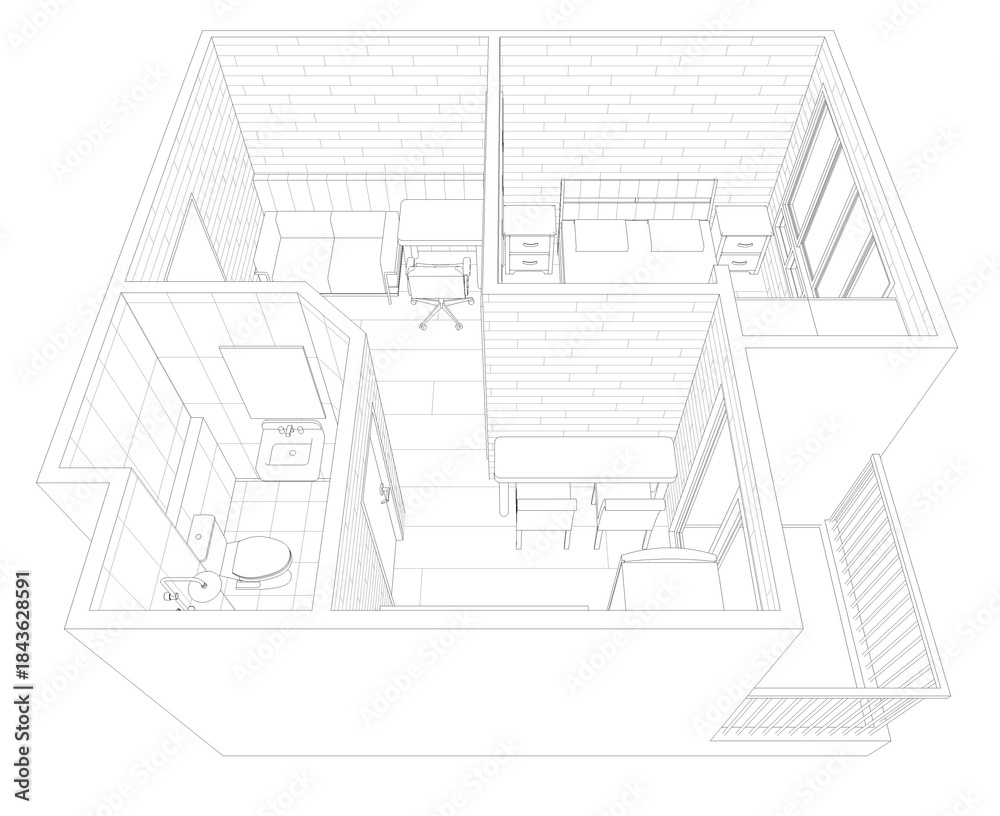 Fototapeta premium 3D illustration of interior project 