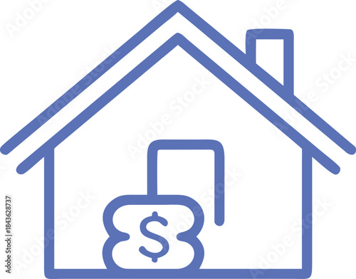 Home Investment Property Purchase Mortgage Loan Dollar Money Bag Vector Illustration