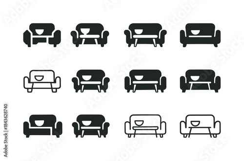 Living Room Icons. living room. Icon set. Set Logo of living roo