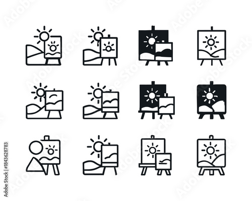 Sunny Sketch Logo Collection. Sketching outside on a sunny day.