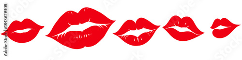Kiss Mark Embellishments: Playful arrangement of red lips in various styles, creating a sense of beauty, sensuality, and charm. 