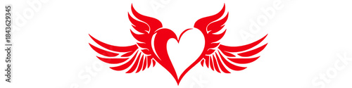 Love's Ascent: A graceful, stylized emblem of love, expressed through heart-shaped design adorned with wings, symbolizing love's soaring flight.