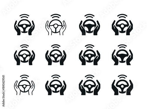 Self-Driving Car Logos. self-driving cars. Icon set. Set Logo of