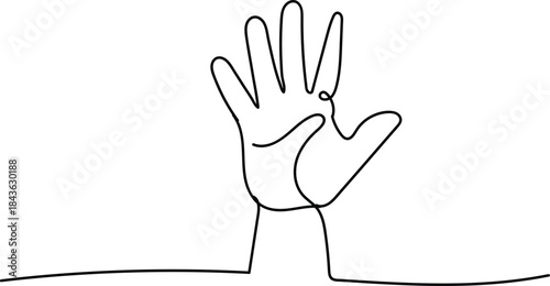 Hand raised in a gesture of caution or warning