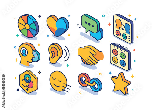 Emotional Intelligence Icons. Emotional intelligence. Colorful i