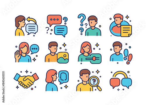 Colorful Communication Icons. Communication techniques. Colorful