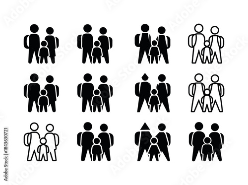 Digital Nomad Logos. Digital Nomad Family Lifestyle. Icon set. S