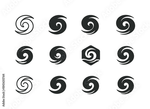 Severe Hurricane Icon Set. Severe Hurricanes. Icon set. Set Logo