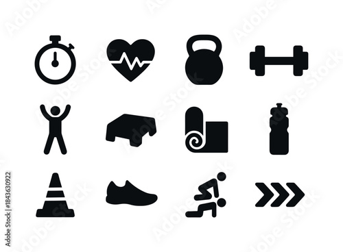 HIIT Training Icons. HIIT Training. Solid icon set of HIIT Train