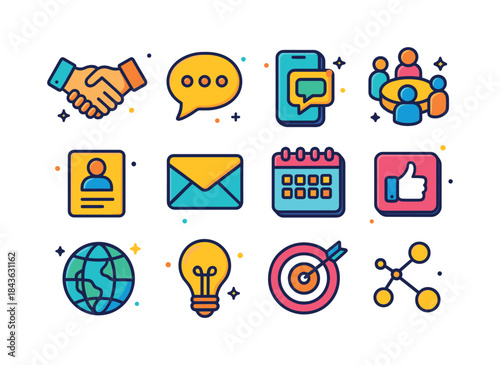 Colorful Networking Icons. Networking. Colorful isometric vector