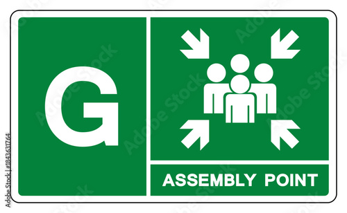 Assembly Point Letters G Symbol Sign, Vector Illustration, Isolated On White Background Label .EPS10