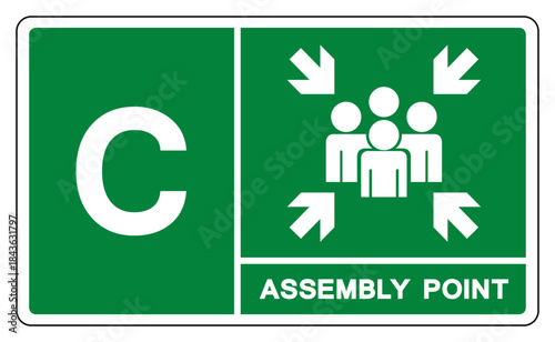 Assembly Point Letters C Symbol Sign, Vector Illustration, Isolated On White Background Label .EPS10