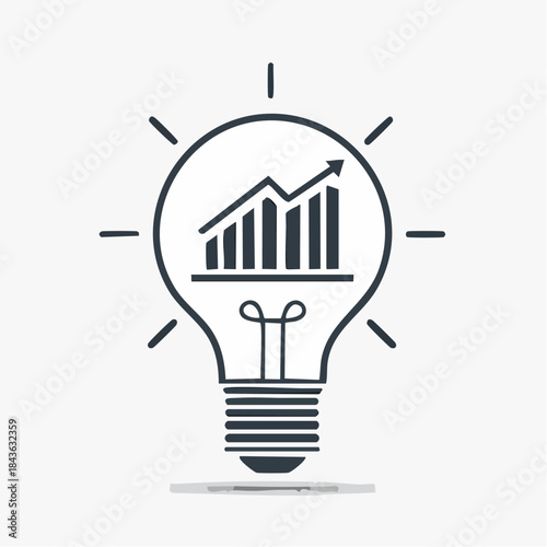 Lightbulb with a growing bar graph inside, symbolizing business growth, innovation, and new ideas
