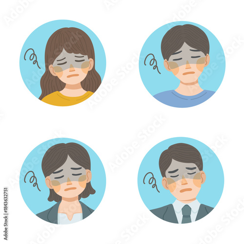 落ち込む男性と女性の表情アイコンセット