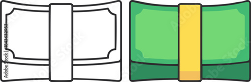 money bundle icon in green and black, flat minimal vector design