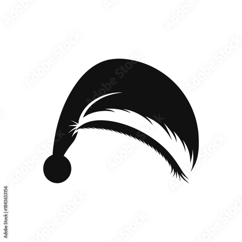 Simple black silhouette of a santa hat with a pom pom