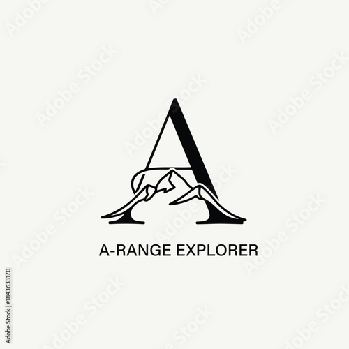 A-range explorer logo design with a prominent letter a and integrated mountain range