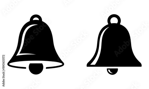 Christmas bell icon, minimalist black vector icon, solid black fill, smooth curves, clean silhouette, white background
