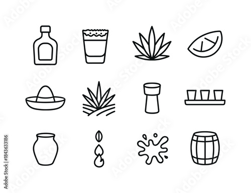 Tequila Icons Display. spirits on display in a bar