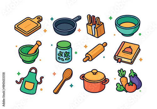 Farm Kitchen Icons. Farm kitchen. Colorful isometric vector icon
