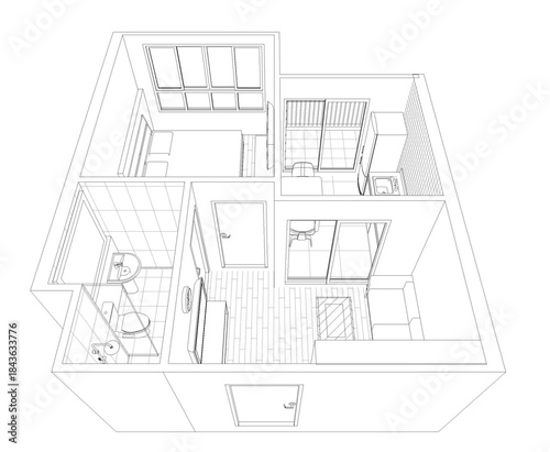 3D illustration of interior project 