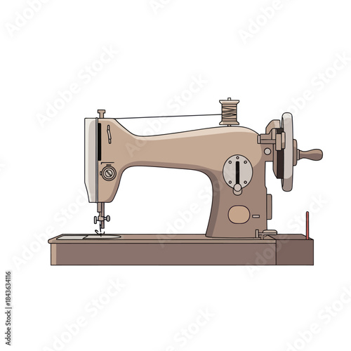 Vintage sewing machine with thread spool