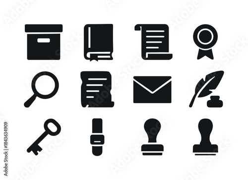 Historical Archive Icons. Historical Archives. Solid icon set of